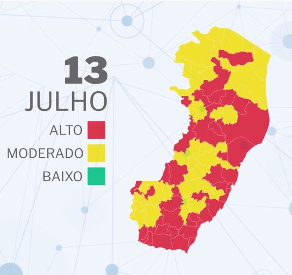 Mapa de risco da Covid-19 em julho