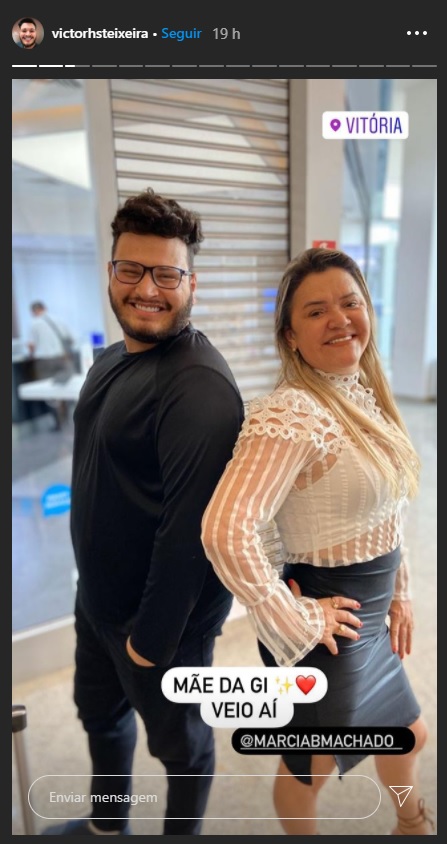 O ex-BBB Victor Hugo e a mãe de Gizelly Bicalho, Márcia Machado