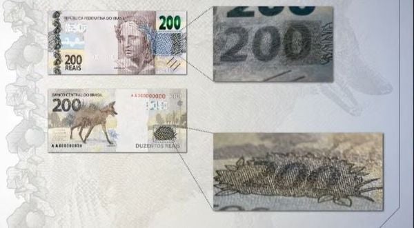 Cédula de R$ 200 tem número escondido como dispositivo de segurança