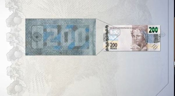 Quebra-cabeça na nota de R$ 200 também é visível contra a luz