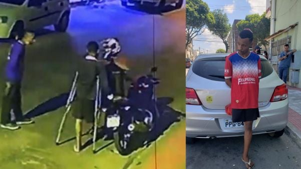 Homem de muletas é preso no dia seguinte após ter sido flagrado roubando motociclista em Vila Velha