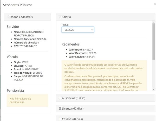 Hilário Frasson continua recebendo mesmo expulso da Polícia Civil