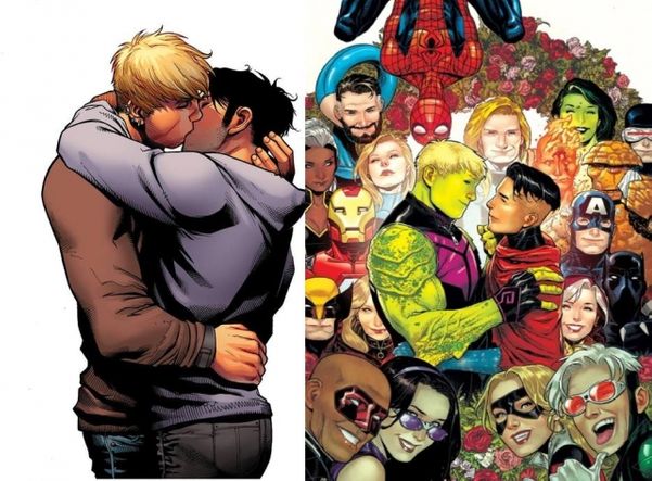 O casamento entre os heróis Wulkling e Wiccano foi destaque na capa de 'Avengers Empyre: Aftermath'