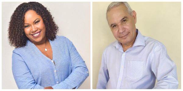 Cadidatos à prefeitura de Cachoeiro: a advogada Fayda Belo (Progressistas) e o consultor de empresas Jovelino Schiavo (PRTB)