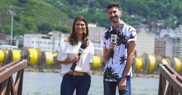 Os apresentadores e repórteres do Em Movimento, da TV Gazeta, Luana Esteves e Diego Araújo