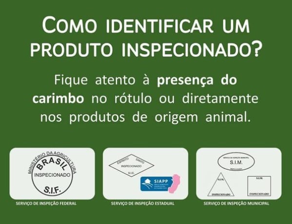 Selo de inspeção presente em produtos que passam por inspeção