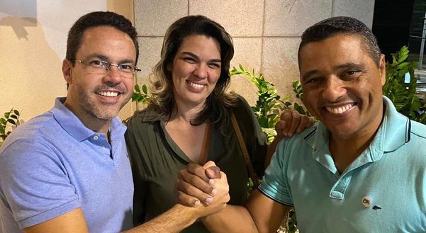 Presidente estadual do Patriota Rafael Favatto, Geane Resende e Joel da Costa (PSL)