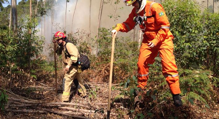 O fogo começou no início da tarde (28) em um local próximo à Rampa do Monjolo; as causas do incêndio ainda vão ser apuradas