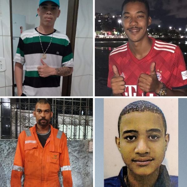 Vitor da Silva Alves 19 anos (de boné), Wesley Rodrigues de Souza, de 29 anos (roupa laranja); Yuri Carlos Souza Silva, 23 anos (roupa vermelho) e Pablo Ricardo Lima, 21 anos