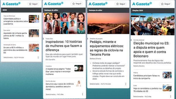 Cards de A Gazeta no Google vão facilitar acesso e organizar notícias para os usuários