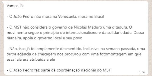 Projeto Comprova: Postagem acusa sem provas MST de ter relação com as queimadas na Amazônia e no Pantanal