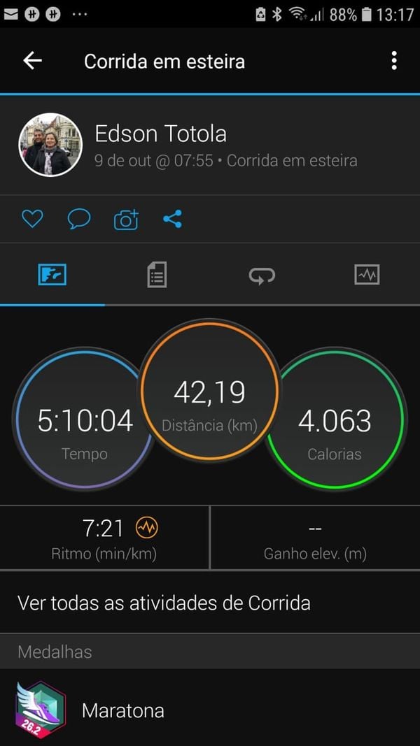 Edson corre 42km em apartamento