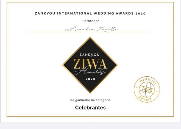 Liandra Zanette conquistou o título na categoria de melhor celebrante ao prêmio do site Zankyou Awards 2020