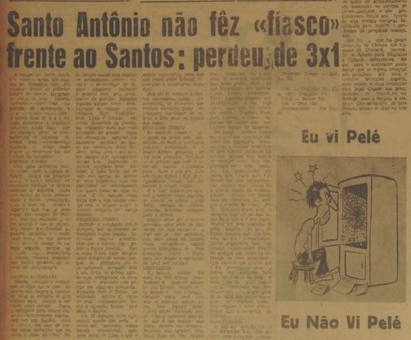 Em julho de 1965, A Gazeta fez a cobertura da histórica partida entre Santo Antônio e Santos por Cedoc/A Gazeta