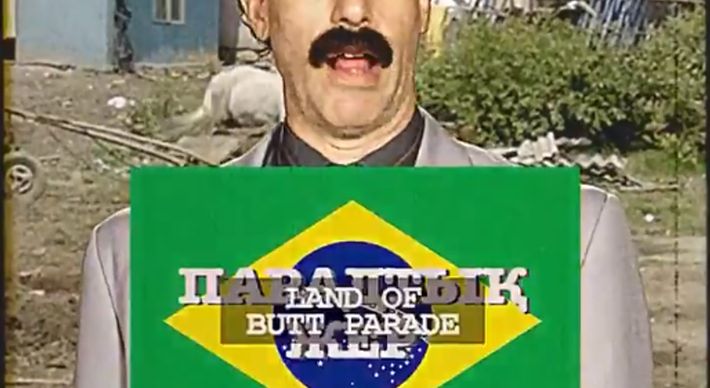 Personagem de Sacha Baron Cohen diz 'tudo bem?' em português e faz referência ao País como 'terra do desfile de bunda'