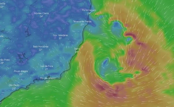 Ciclone subtropical deve se afastar da costa do ES