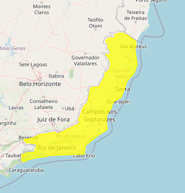 Alerta do Inmet para acumulado de chuva no ES