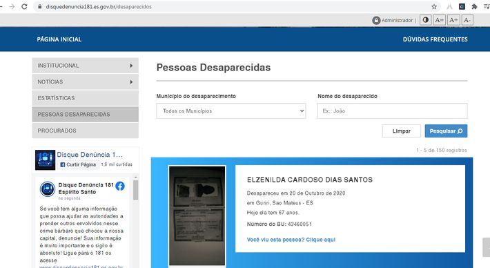 O portal vai funcionar como um banco de dados da polícia para mostrar imagens e informações atualizadas das pessoas que estão desaparecidas. Quem tiver informações sobre o paradeiro, poderá ajudar diretamente pelo site