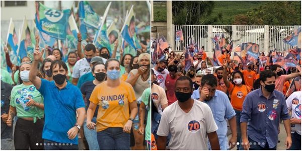 Caminhadas em Guarapari dos candidatos Edson Magalhães (PSDB) e Carlos Von (Avante)