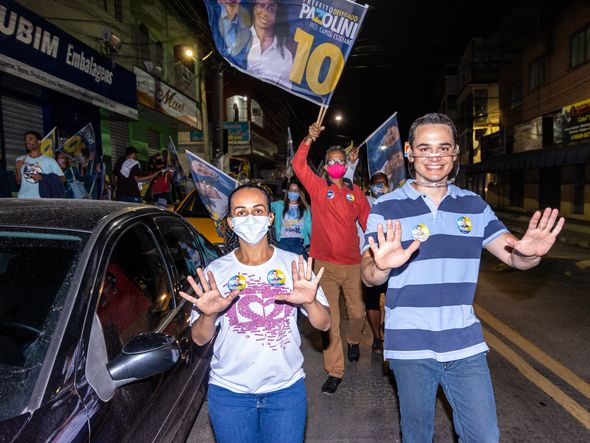 Capitã Estéfane (Republicanos) e o candidato a prefeito de Vitória Lorenzo Pazolini (Republicanos)  por Jansen Dias Lube