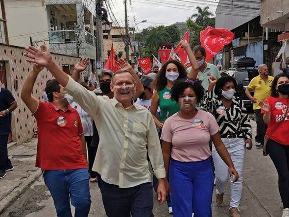 Candidato a prefeito de Vitória João Coser (PT) e Jackeline Rocha (PT) por Reprodução/Redes Sociais