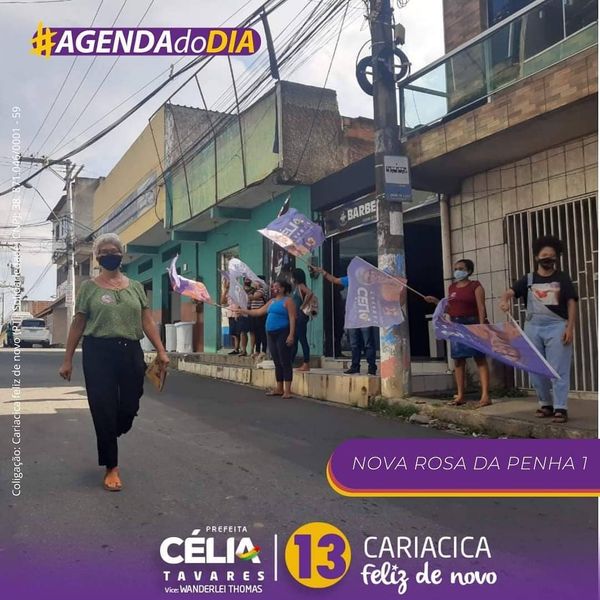 Célia Tavares (PT) não utiliza as cores tradicionais do PT, mas exibe estrela vermelha discretamente