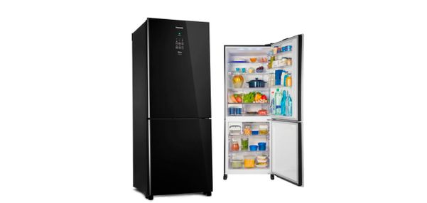 Geladeira Panasonic NR-BB53GV3B, Bottom Freezer, Frost Free, 425 Litros, Black Glass - 110 volts por Divulgação/Sipolatti