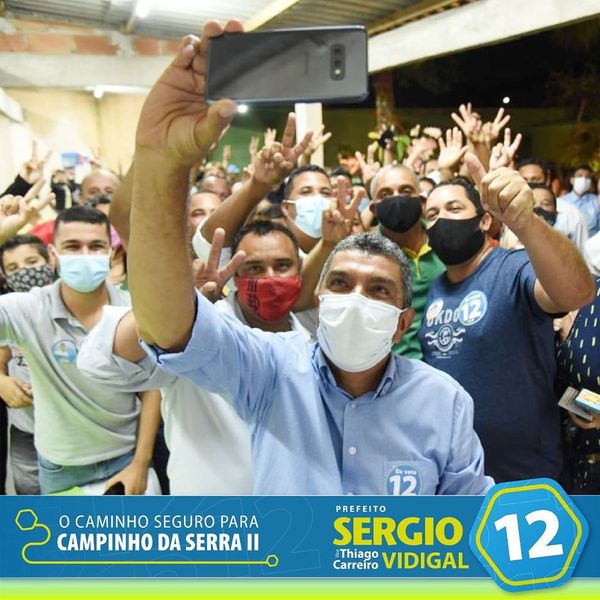 Nos materiais de campanha de Sérgio Vidigal (PDT), não há menções ao partido