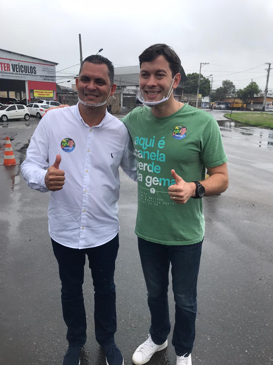 O prefeito de Viana, Gilson Daniel (Podemos) e o candidato a prefeito de Vila Velha Arnaldinho Borgo (Podemos)