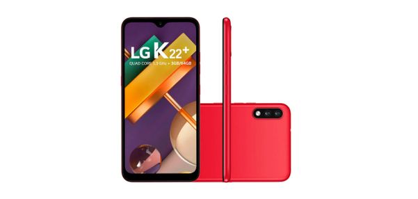 Smartphone LG K22 Plus, Tela de 6.2, 64GB, Memória RAM 3GB, Câmera Traseira Dupla, Bluetooth - Vermelho por Divulgação/Sipolatti
