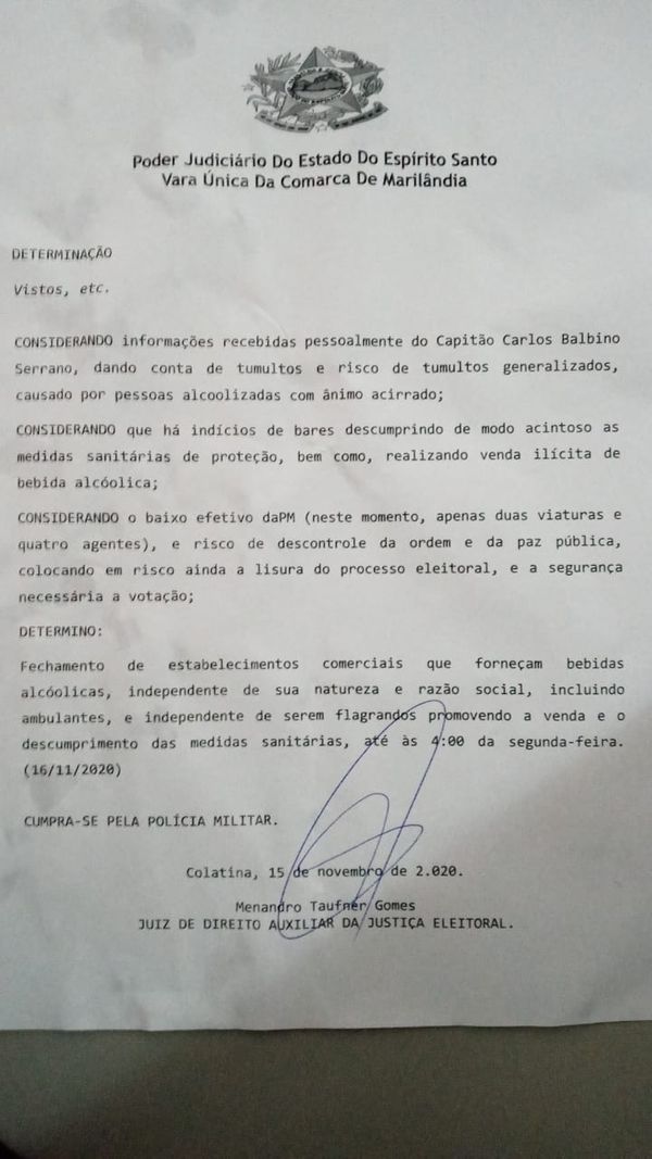 Decisão do juiz vale até esta segunda-feira (16).