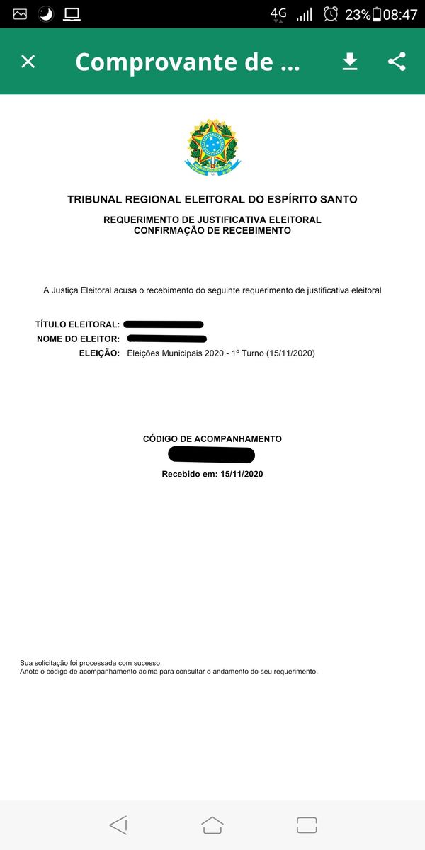 Quando finalizado, o comprovante pode ser compartilhado ou salvo no celular por Reprodução