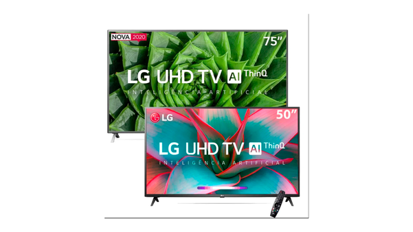 Smart Tv LED LG 75" UN8000 4K, UltraHD, Inteligencia Artificial + Smart TV LED LG 50" UN7310 4k, UltraHD  por  Sipolatti/Divulgação