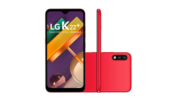 Smartphone LG K22 Plus, Tela de 6.2, 64GB, Memória RAM 3GB, Câmera Traseira Dupla, Bluetooth  Vermelho 