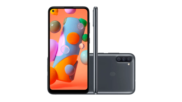 Smartphone Samsung Galaxy A11 Tela Infinita de 6.4", 64GB, Octa Core, 3GB RAM, Câmera Tripla  Preto  por  Sipolatti/Divulgação