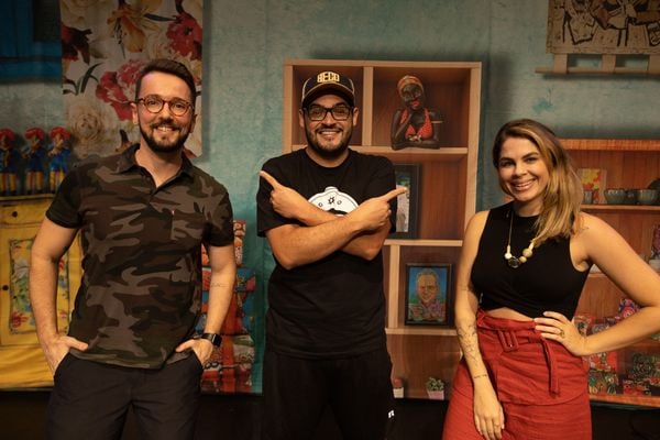 Wesley Telles, o comediante Matheus Ceará e Bruna Dornellas: no espetáculo “LaiveM Ele com Graça”