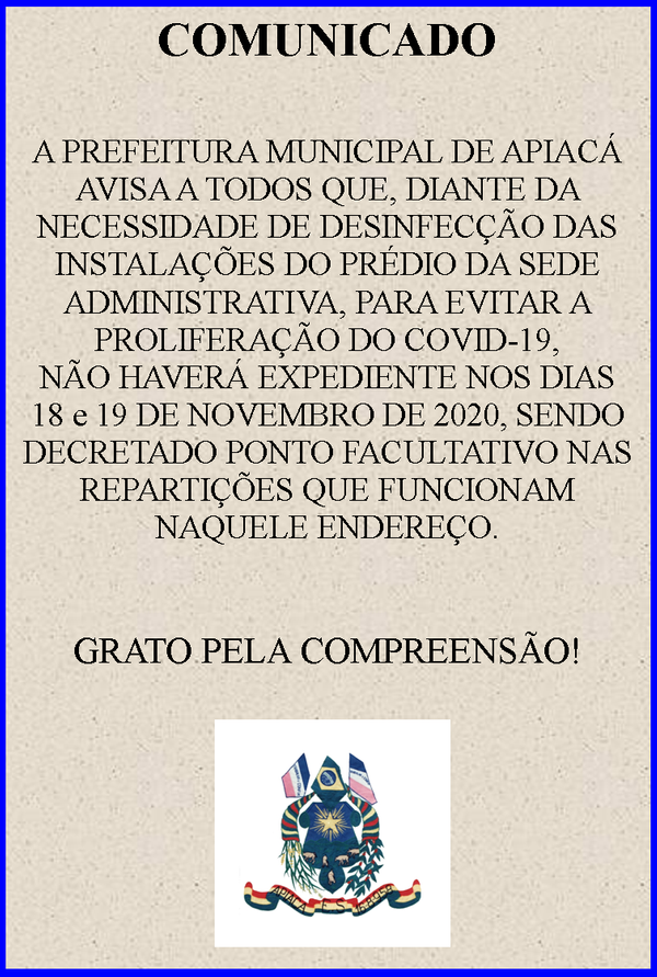 Prefeitura publicou comunicado nas redes sociais