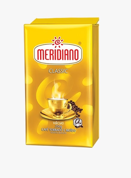 O Meridiano Classic está disponível na versão a vácuo 250g, mas também tem opções em grão nas embalagens de 500g e 1kg