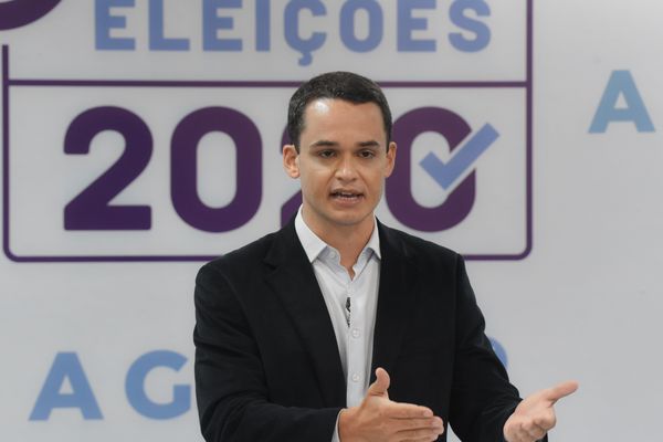 Delegado Pazolini, candidato a prefeito de Vitória pelo Republicanos durante debate promovido pelo site A Gazeta e pela rádio CBN por Vitor Jubini