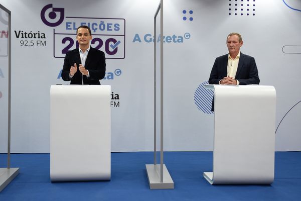 Delegado Pazolini, candidato a prefeito de Vitória pelo Republicanos durante debate promovido pelo site A Gazeta e pela rádio CBN por Vitor Jubini