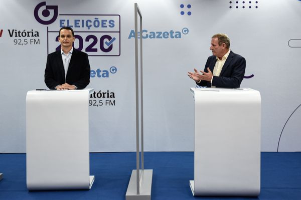 João COser, candidato a prefeito de Vitória pelo Partido dos Trabalhadores no debate promovido pelo site A Gazeta e pela rádio CBN por Vitor Jubini