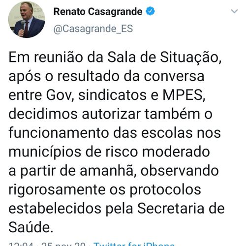 Unidades estão autorizadas a abrir a partir de quinta-feira (26). Governador autorizou funcionamento de acordo com postagem em rede social