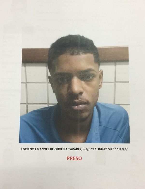 Adriano Emanoel de Oliveira Tavares, vulgo "Balinha" ou "Da Bala". É apontado pela polícia como um dos autores da chacina na ilha, está preso.  por Divulgação/Polícia Civil