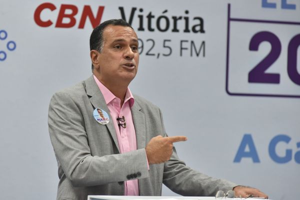 Max Filho durante debate promovido por A Gazeta para o segundo turno de Vila Velha por Fernando Madeira