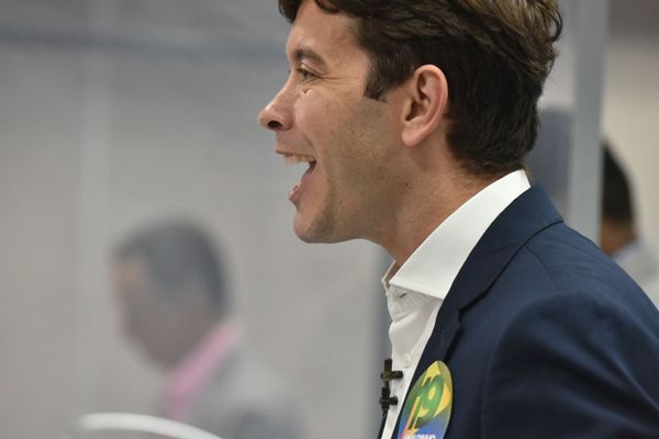 Arnaldinho Borgo (Podemos) durante debate do segundo turno promovido por A Gazeta por Fernando Madeira