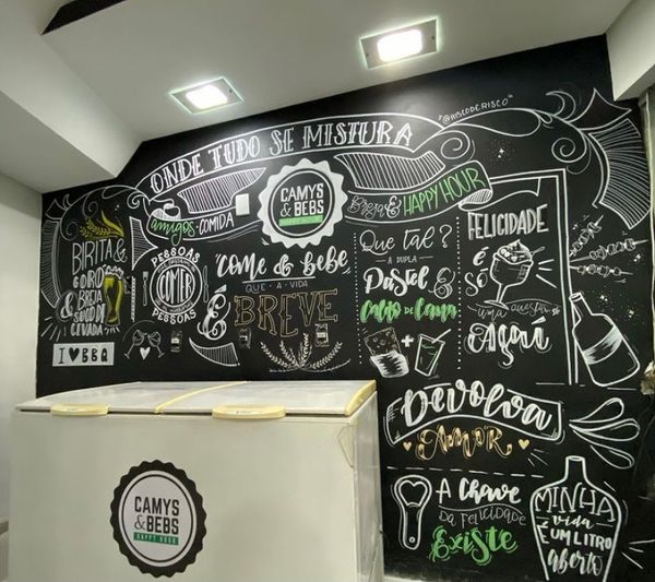 Lettering em parede comercial por Divulgação / Risco de Risco