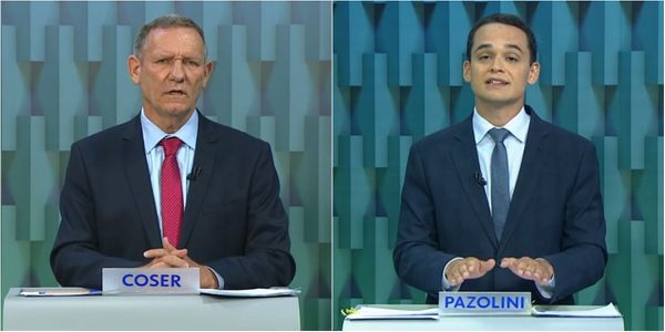 João Coser e Lorenzo Pazolini durante debate na TV Gazeta para o segundo turno das eleições de 2020