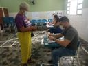 Célia Tavares (PT) votou na escola EEEF José Maria Ferreira, no bairro Nova Brasília, em Cariacica. (Maria Fernanda Conti)