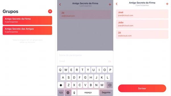 Interface do app Papelzinho.