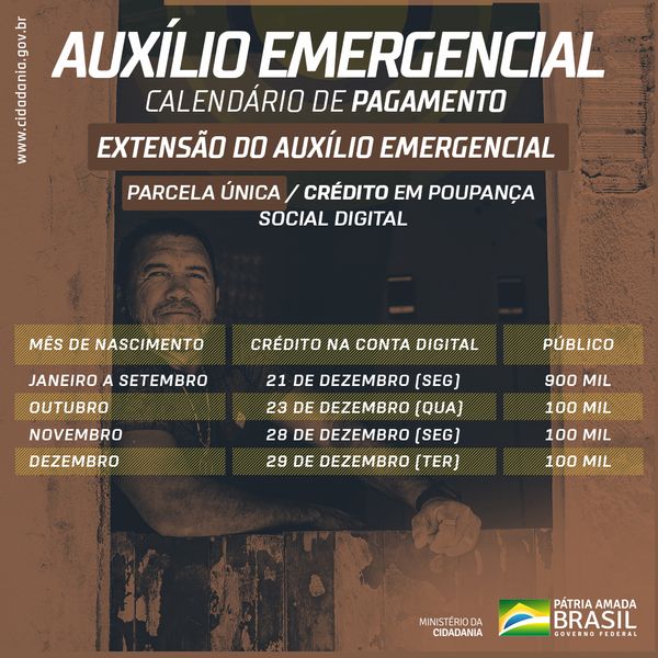 Calendário - Auxílio Emergencial